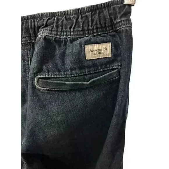 Abercrombie & Fitch High rise Cotton Drawstring Jogger Denim Women XS Pant Blue - Picture 5 of 8
